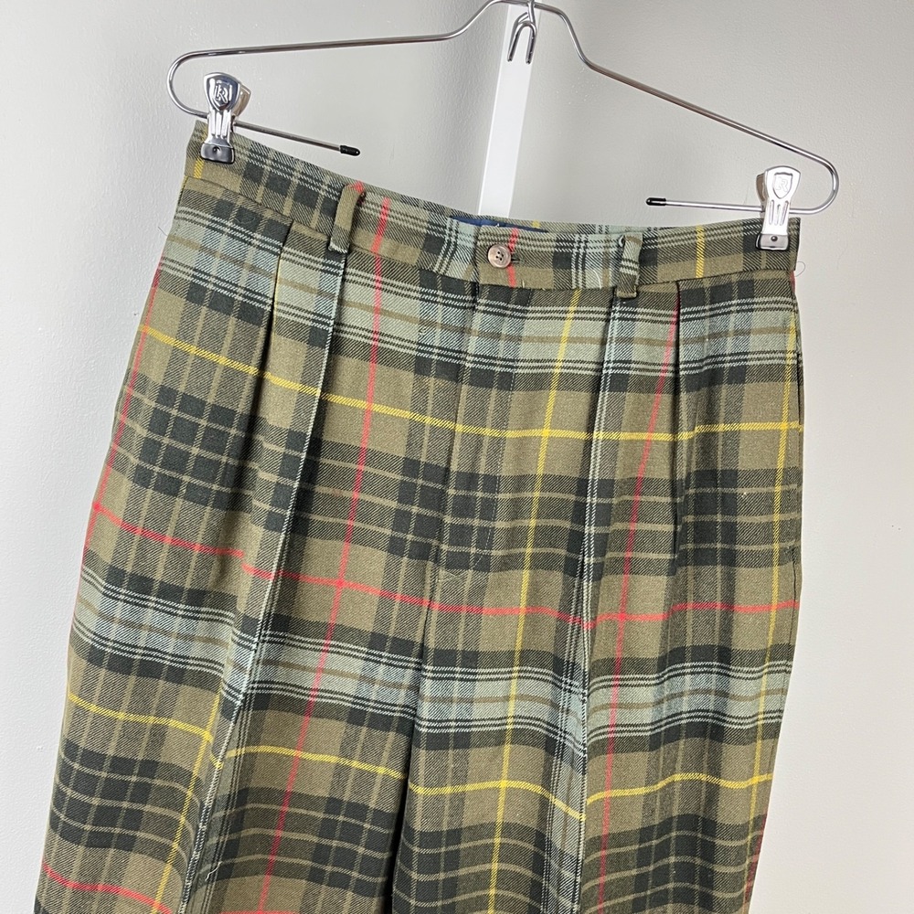 Vintage Polo Ralph Lauren Plaid Wool Pants Womens 14 Pleated USA Academia 30x29